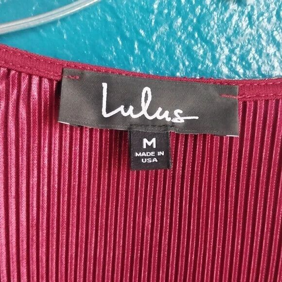 LULUS Dress Medium Gold and Burgundy Striped V.I.P. Party Pleated Long Sleeve - Picture 6 of 7